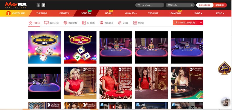 Sòng bài tại nhà cái MAY88 là một phần không thể thiếu
