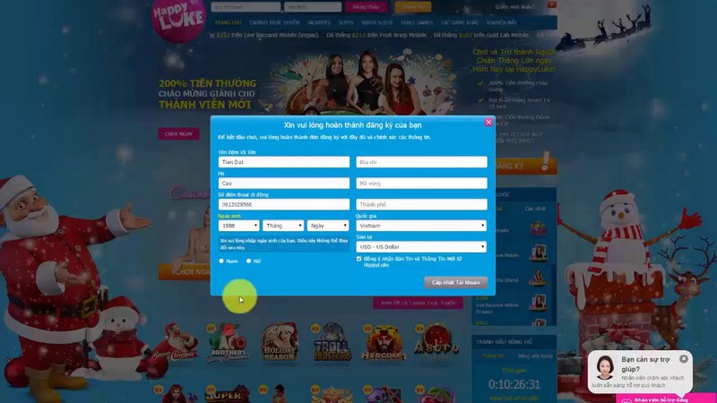 Kiểm tra và xác nhận đăng ký tài khoản HAPPYLUKE khi thông tin hợp lệ